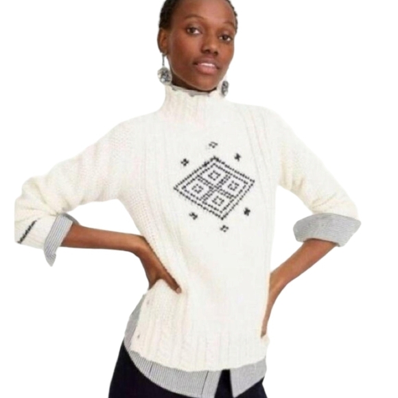 The Reeds J. Crew Womens Turtleneck Christmas Sweater Fair Isle Wool Blend - Picture 2 of 7